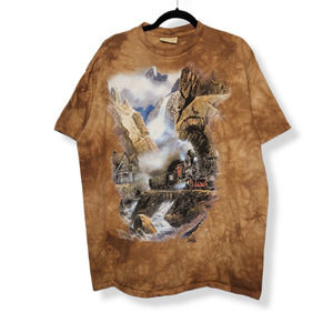 Vintage The Mountain Train Museum Westward Expansion Earth Nature Shirt VTG